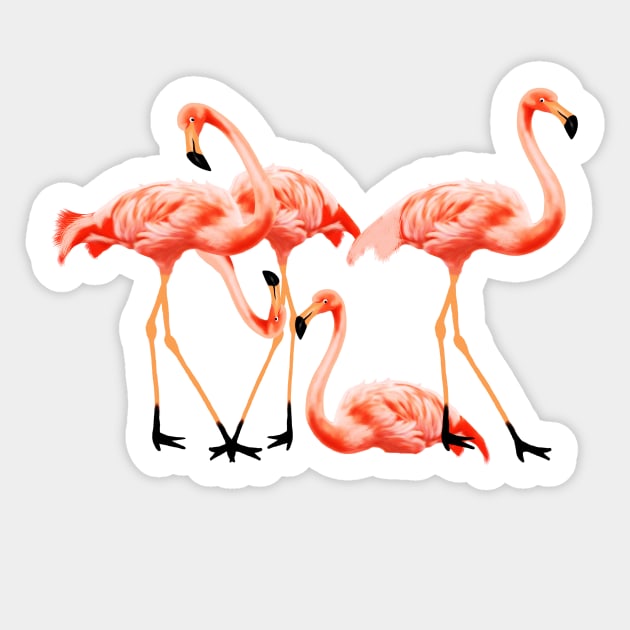 Flamingo Flock, Love Flamingos Tropical Birds Sticker by logiamerch